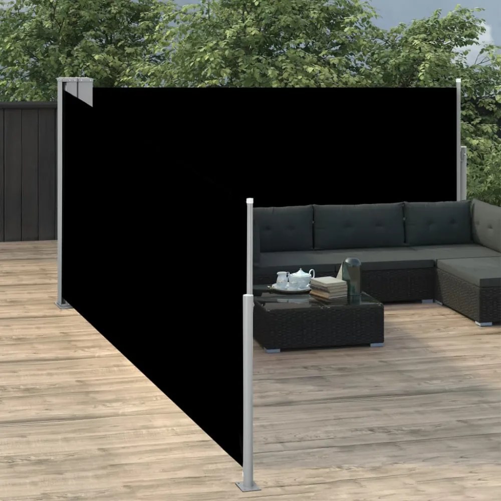 fekete behúzható oldalsó napellenző 120 x 1000 cm