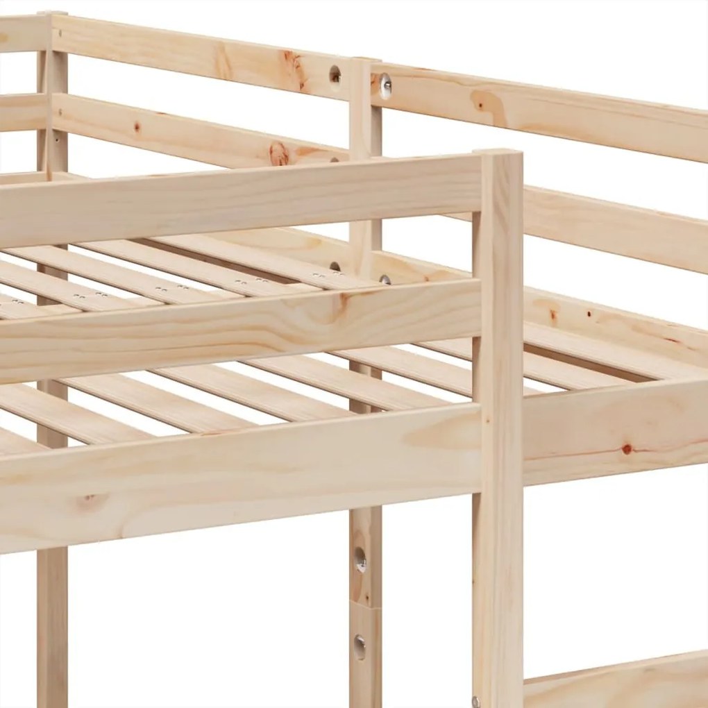 tömör fenyőfa tripla emeletes ágykeret 200x200/80x200 cm