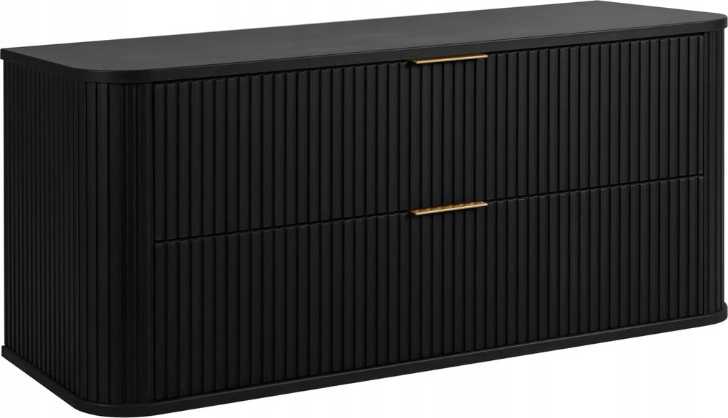 Fürdőszoba szekrény mosdó alá Faragott Akasztós Fekete 120 Ovális frontok