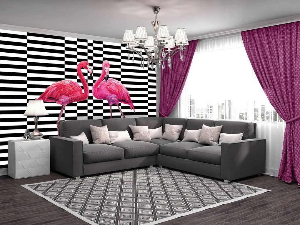 Fotótapéta - Flamingo 3D (152,5x104 cm)