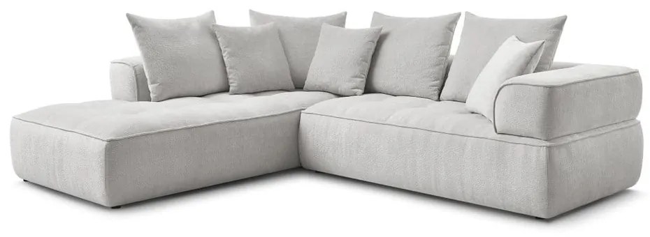 Világosszürke zsenília sarokkanapé (bal oldali-L alakú) Whesley – Bobochic Paris