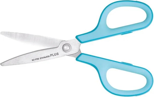 Olló, általános, 17,5 cm, PLUS Fitcut Curve, világoskék (PLUS35052)