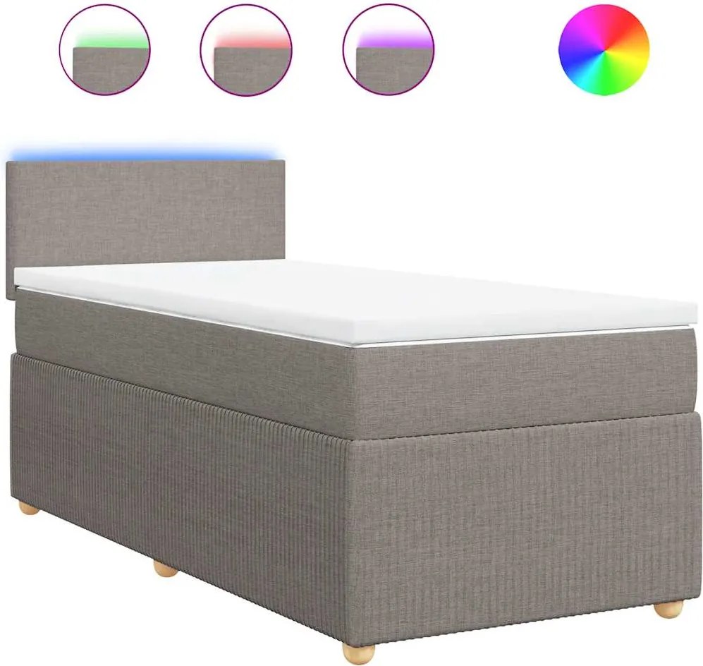 vidaXL tópszínű szövet rugós ágy matraccal 80 x 200 cm