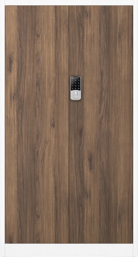 Irodai fém szekrény számzáras fehér / dió: Eco Design DANIEL, 900 x 1850 x 400 mm