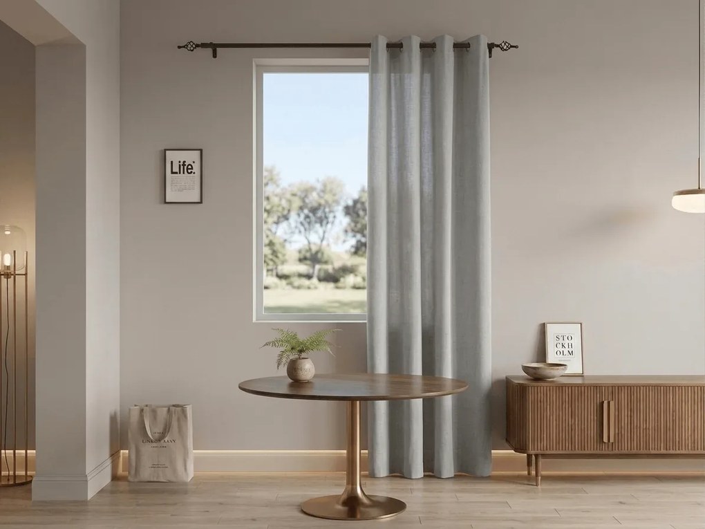 Függöny TAVIO 140x250 cm, világosszürke Felfüggesztés: Fém gyűrűk