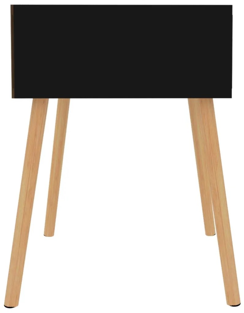 2 db magasfényű fekete szerelt fa éjjeliszekrény 40x40x56 cm