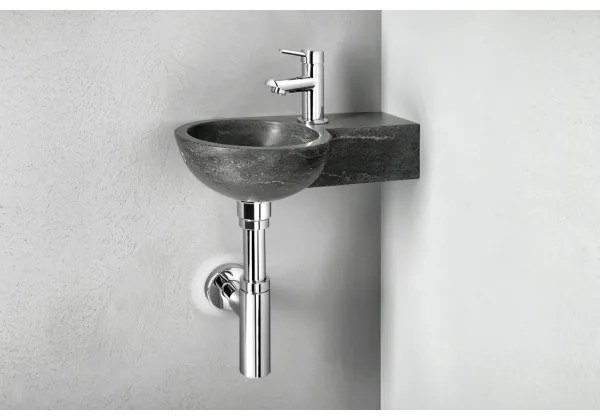 Sapho - Sarok falra szerelhető mosdó BLOK 40x23 cm jobb/antracit