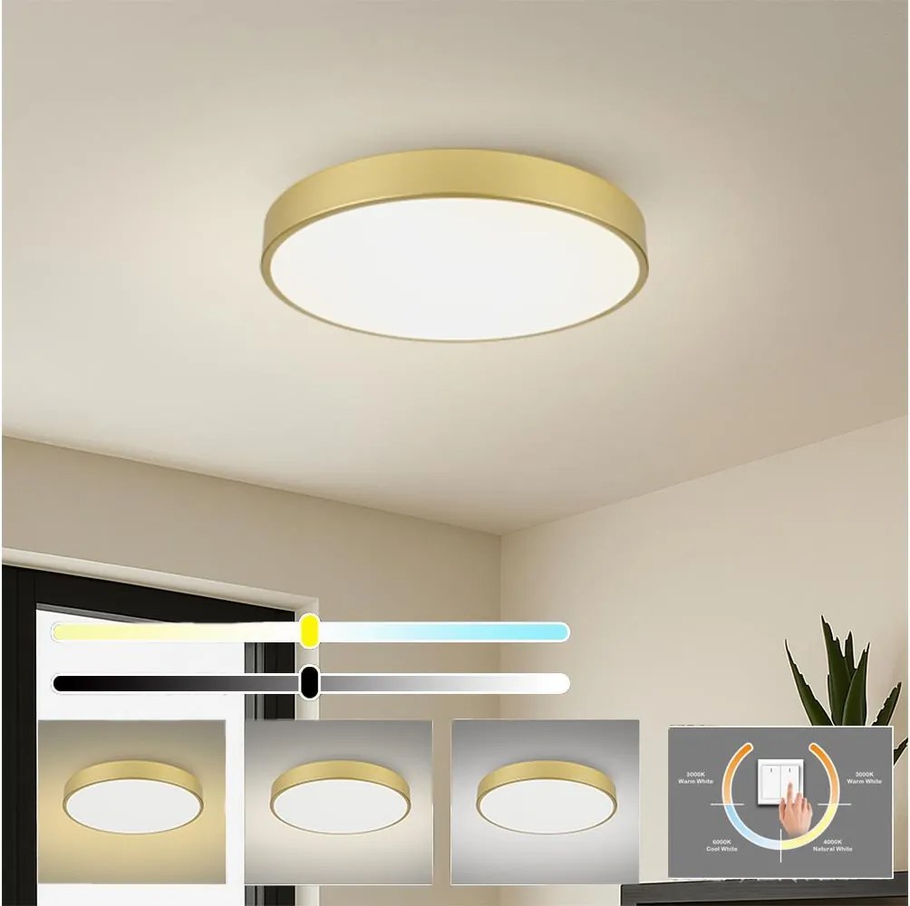 Brilagi - POOL LED mennyezeti lámpa 60 W, 230 V, 3000/4500/6000 K, Ø 60 cm, arany