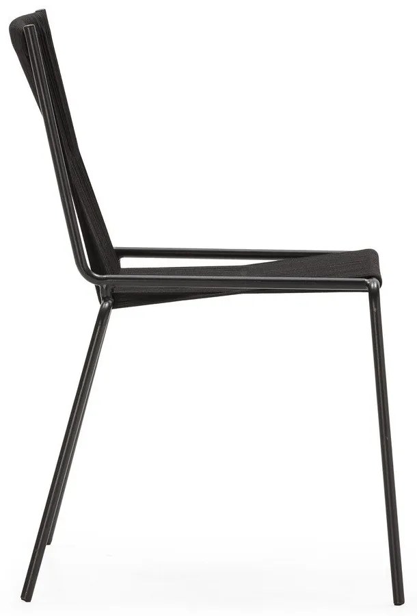 Fekete fém rakásolható étkezőszék szett 2 db-os Emily – Marckeric