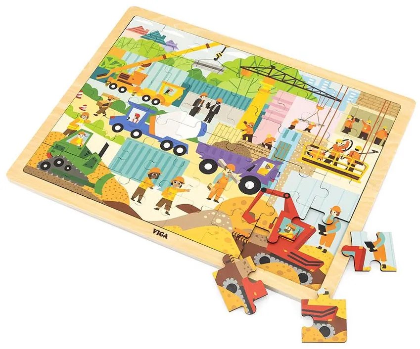 Fa puzzle Viga Építőipari gépek