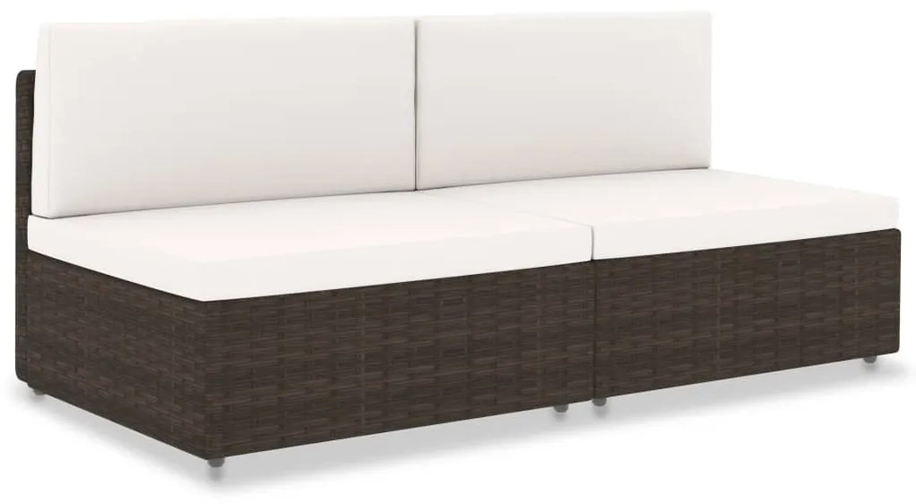 vidaXL 2 személyes barna elemes polyrattan kanapé