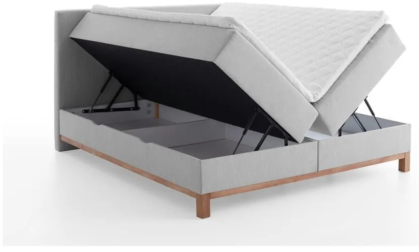 Világosszürke boxspring ágy tárolóhellyel 180x200 cm Catania - Meise Möbel