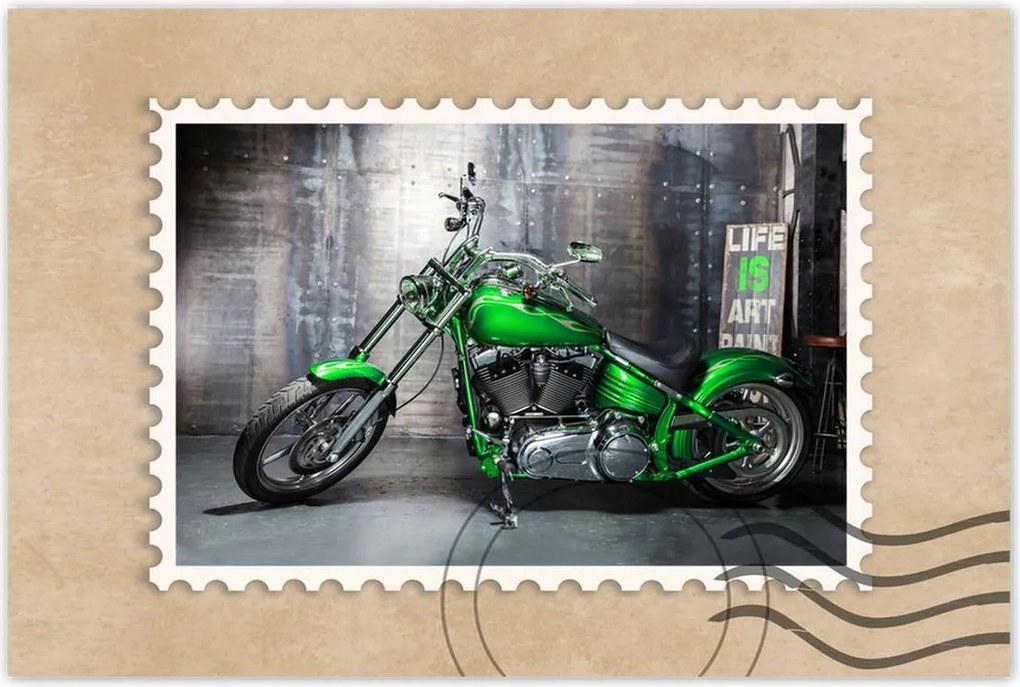 Poszterek 60x40 Zöld chopper Motorkerékpár