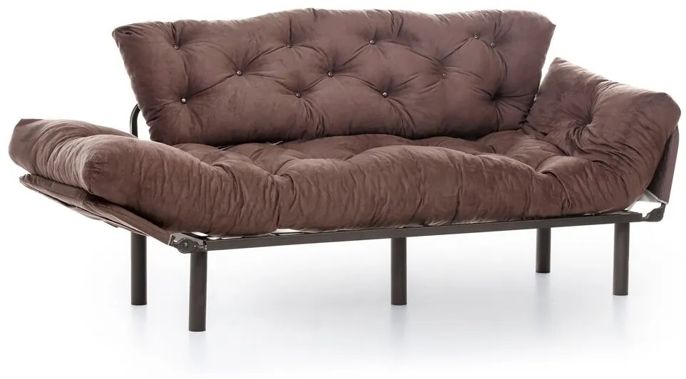 Nitta Triple Kihúzhatós Kanapé, Futon, 3 személyes, 225x70 cm, fém, barna