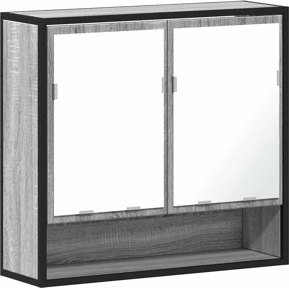 vidaXL szürke sonoma színű szerelt fa tükrös szekrény 65x20x60 cm