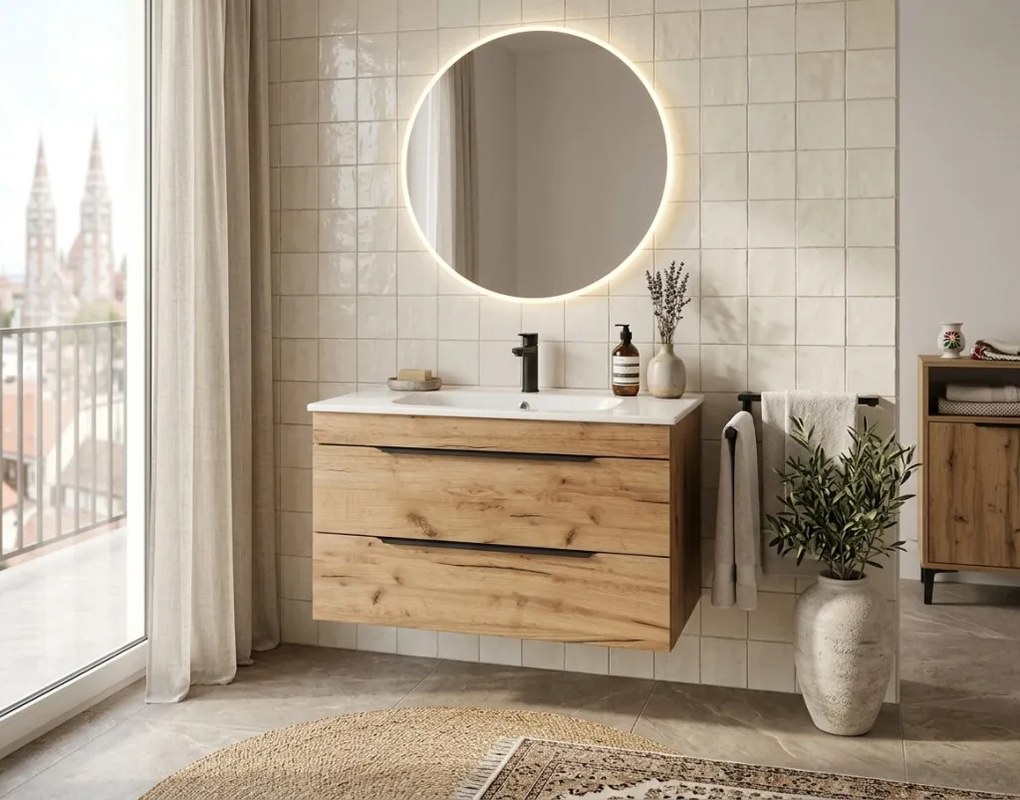 TMP VOX 80 GOLD CRAFT - fali fürdőszobabútor - NewArc 504080 porcelán mosdóval - 80 x 45 x 46 cm