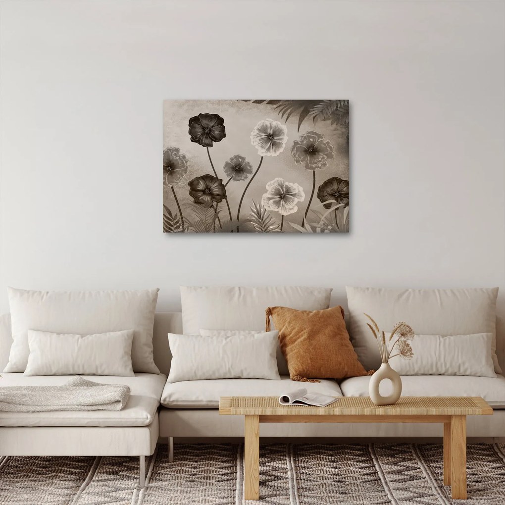 Kép - Rajzolt virágok (70x50 cm)