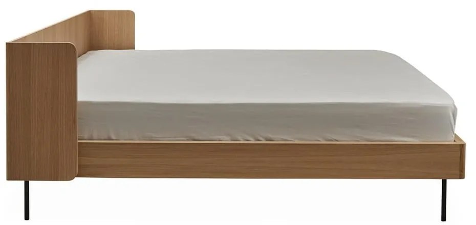 Natúr színű franciaágy tölgyfa dekorral 160x200 cm Wrap – Bonami Selection
