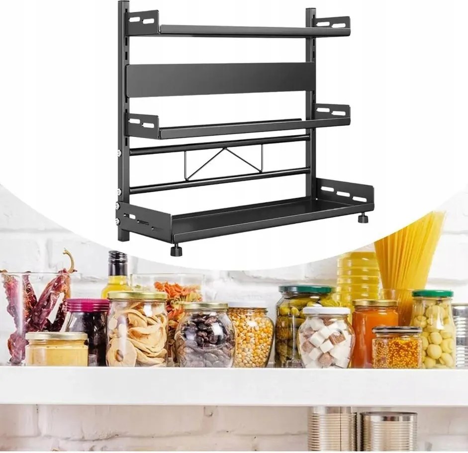 Állítható magasságú fűszertartó polc Fűszerek Gyümölcsök Zöldségek