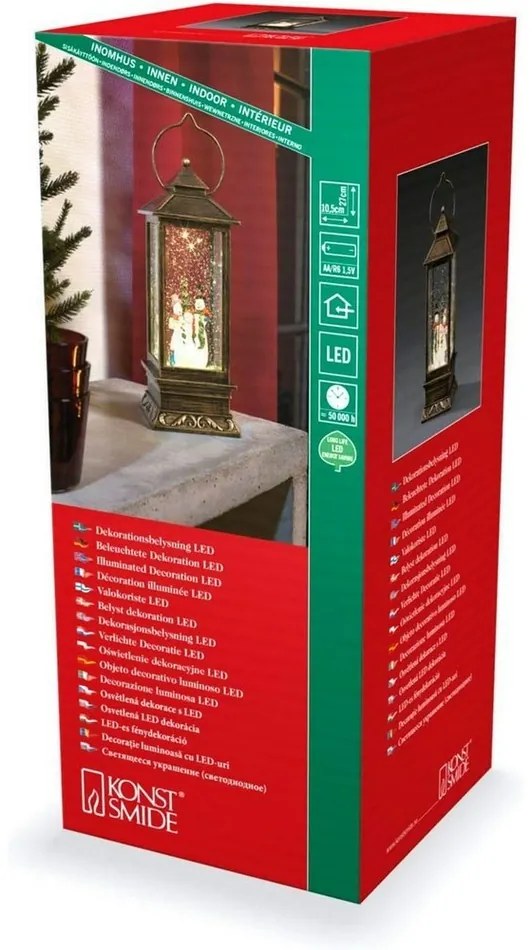 Dekor LED lámpás hóemberrel, barna