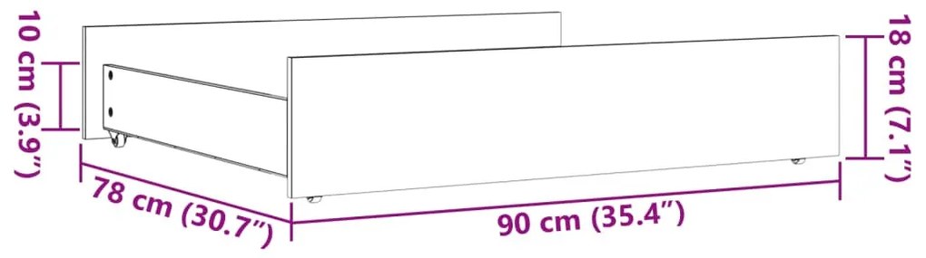 2 db viaszbarna tömör fenyőfa ágyneműtartó fiók