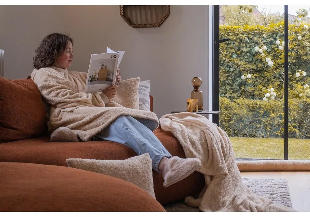 Bézs mikroplüss takaró 150x200 cm Cocoon – Tiseco Home Studio