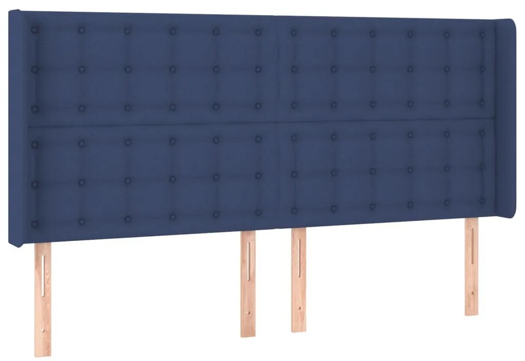 kék szövet LED-es fejtámla 183x16x118/128 cm