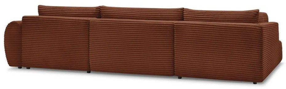 Téglavörös kordbársony kinyitható sarokkanapé (jobb oldali-U alakú) Lucien – Bobochic Paris