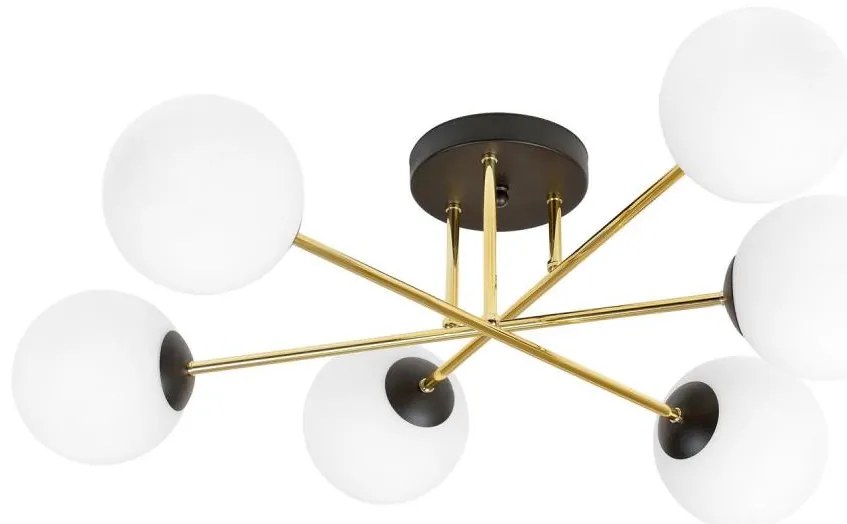 Csillár rúdon  MAGNUM 6xE14/10W/230V fehér/arany/fekete