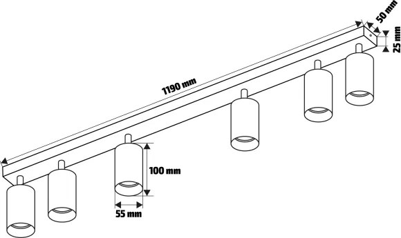 Brilagi - Irányítható spotlámpa SELE 6xGU10/30W/230V fekete/tölgy dekor