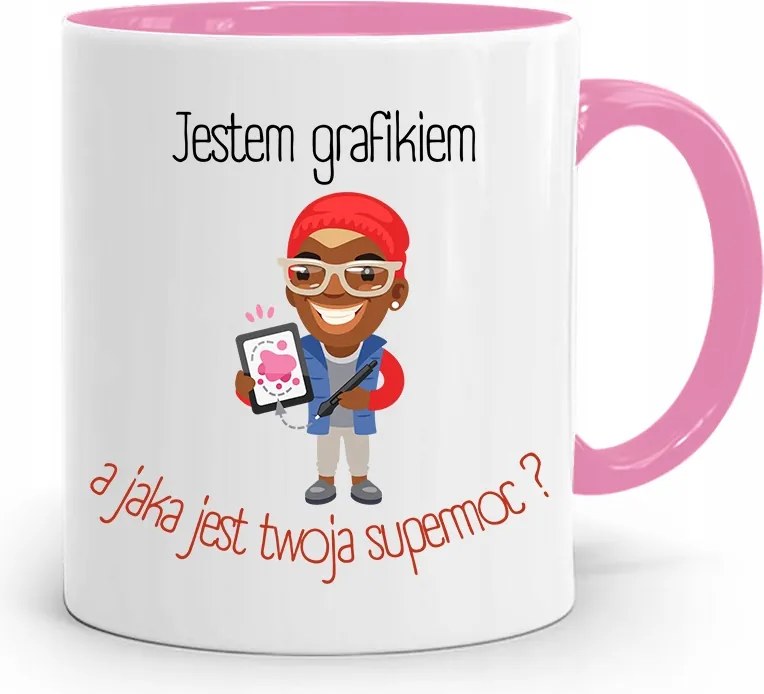 Rózsaszín Bögre Grafikusoknak És MI Az Erőd? fényképes nyomtatással