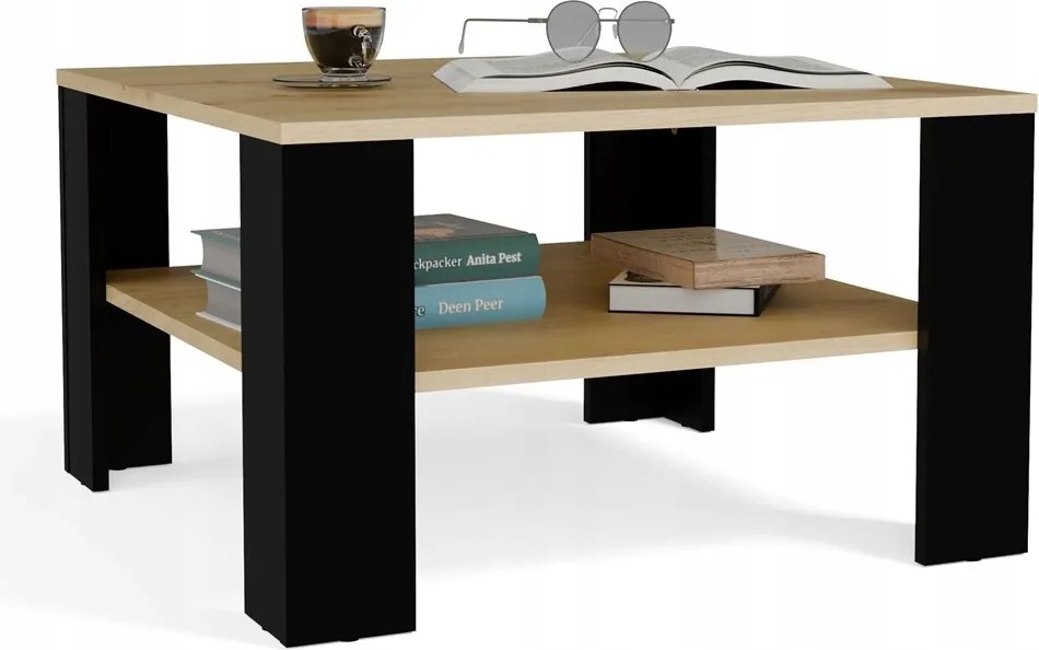 Dohányzóasztal Polccal Az Asztallap Alatt Square Tölgy Artisan Fekete Pad A Nappaliba