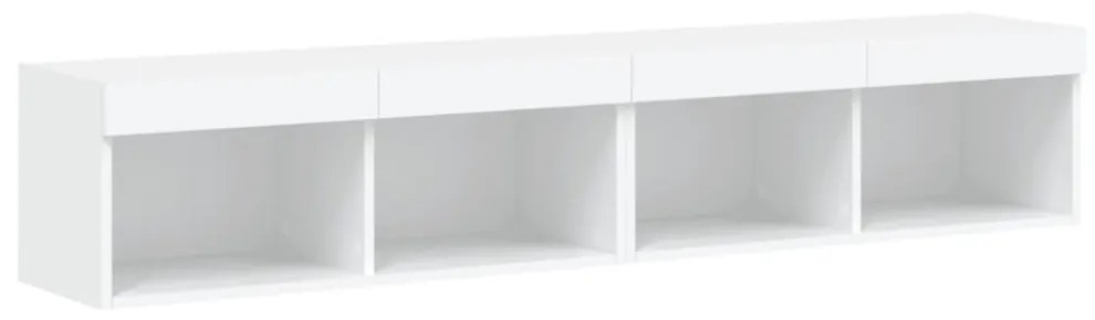 2 db fehér TV-szekrény LED-világítással 80x30x30 cm