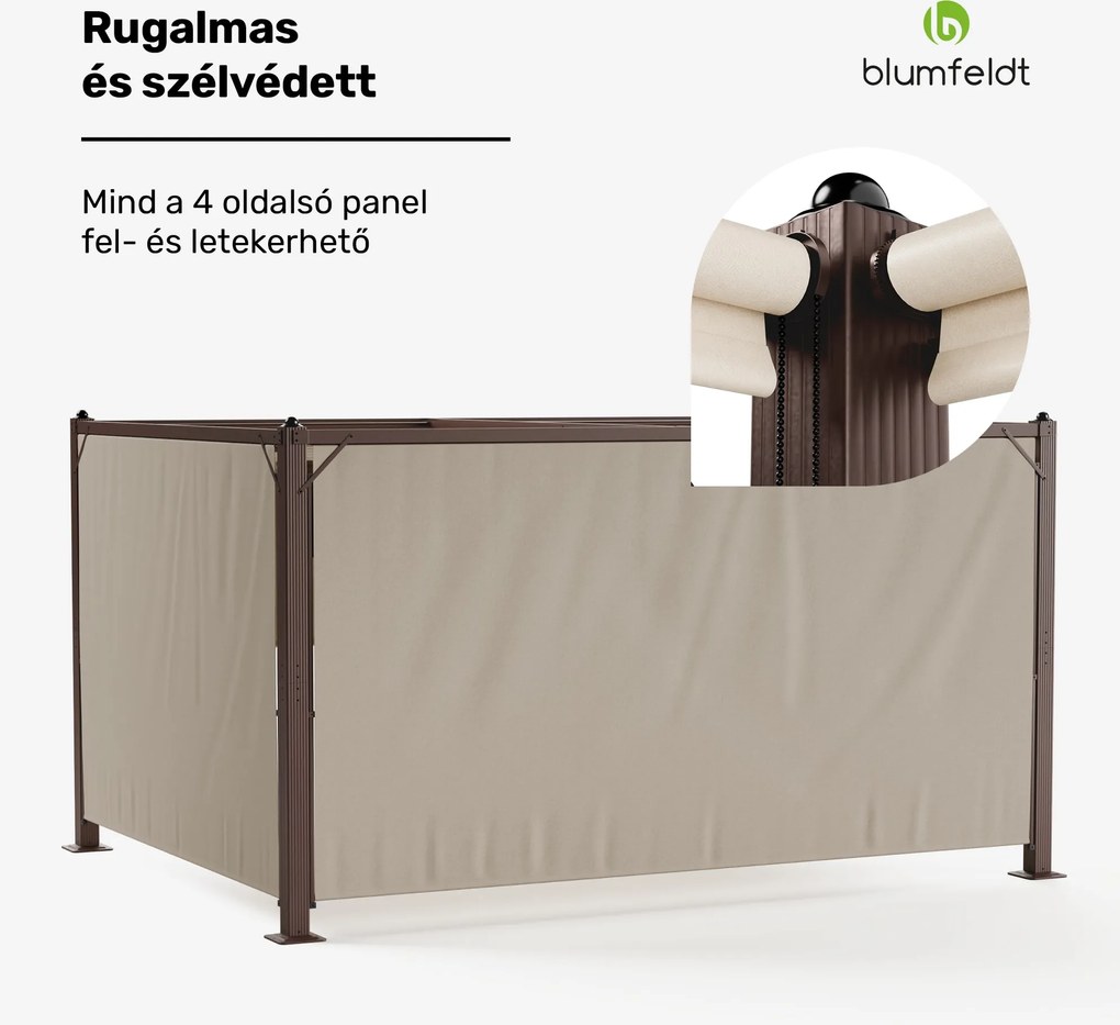 Blumfeldt Pantheon Cortina pavilon 3x4 m, időjárásálló, alumínium, porfestett, redőnyök
