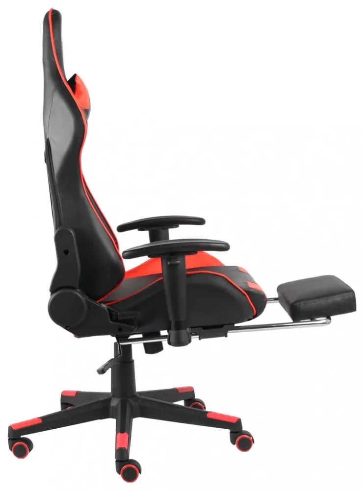 piros PVC forgó gamer szék lábtartóval