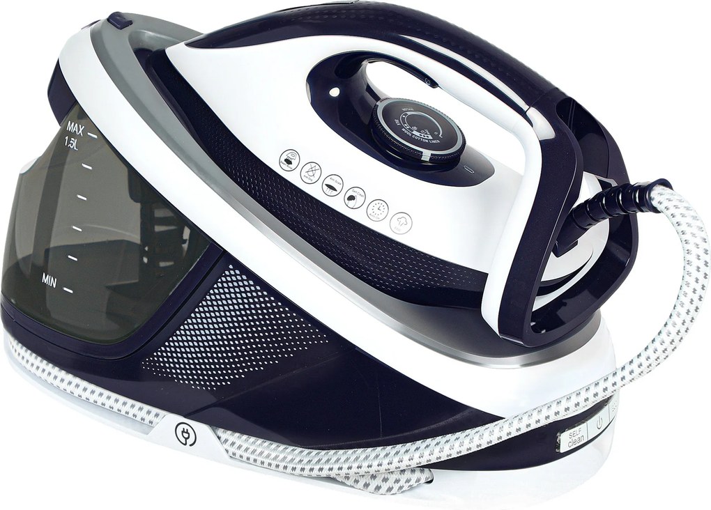 HOMCOM 2600W Gőzölős Vasalóállomás 100 g/perc 8 Bar ECO Funkció Kerámia Talpazat Erőteljes Függőleges Vasalás Automatikus Kikapcsolás Anti-Kalkulátor