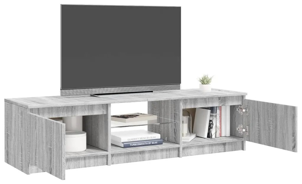 szürke sonoma színű TV-szekrény LED-ekkel 140 x 40 x 35,5 cm