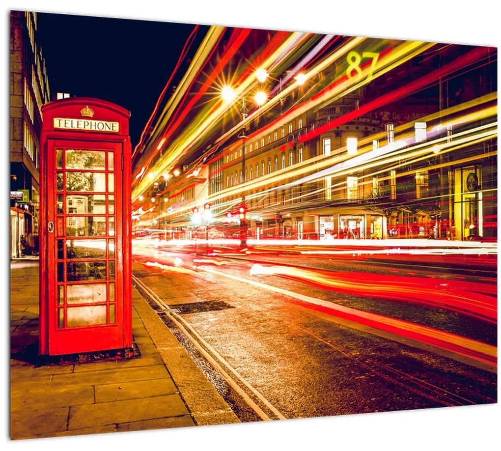 Piros londoni telefonfülke képe (üvegen) (70x50 cm)