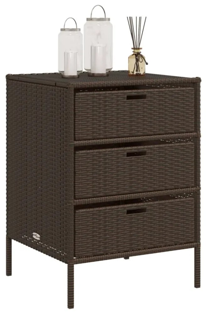 barna polyrattan kerti tárolószekrény 55 x 59 x 80 cm