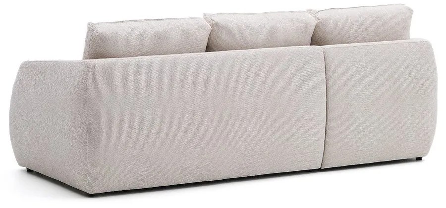 Krémszínű zsenília kinyitható sarokkanapé (bal oldali-heverő résszel) Laira – Kave Home