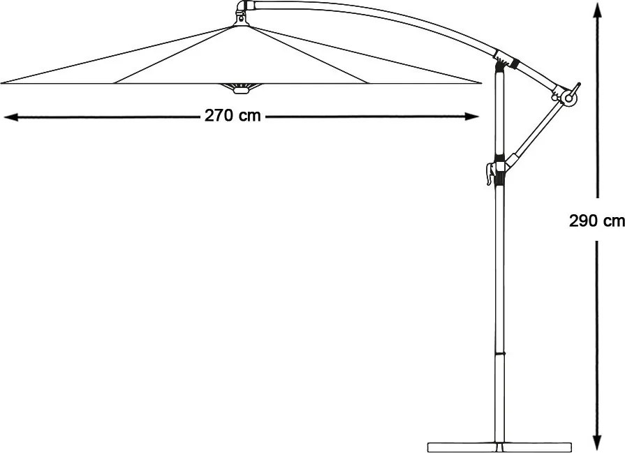 Függő napernyő 2,8 m, szürke