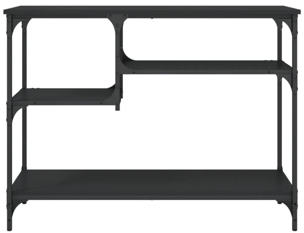 fekete tálalóasztal polcokkal 100 x 35 x 75 cm