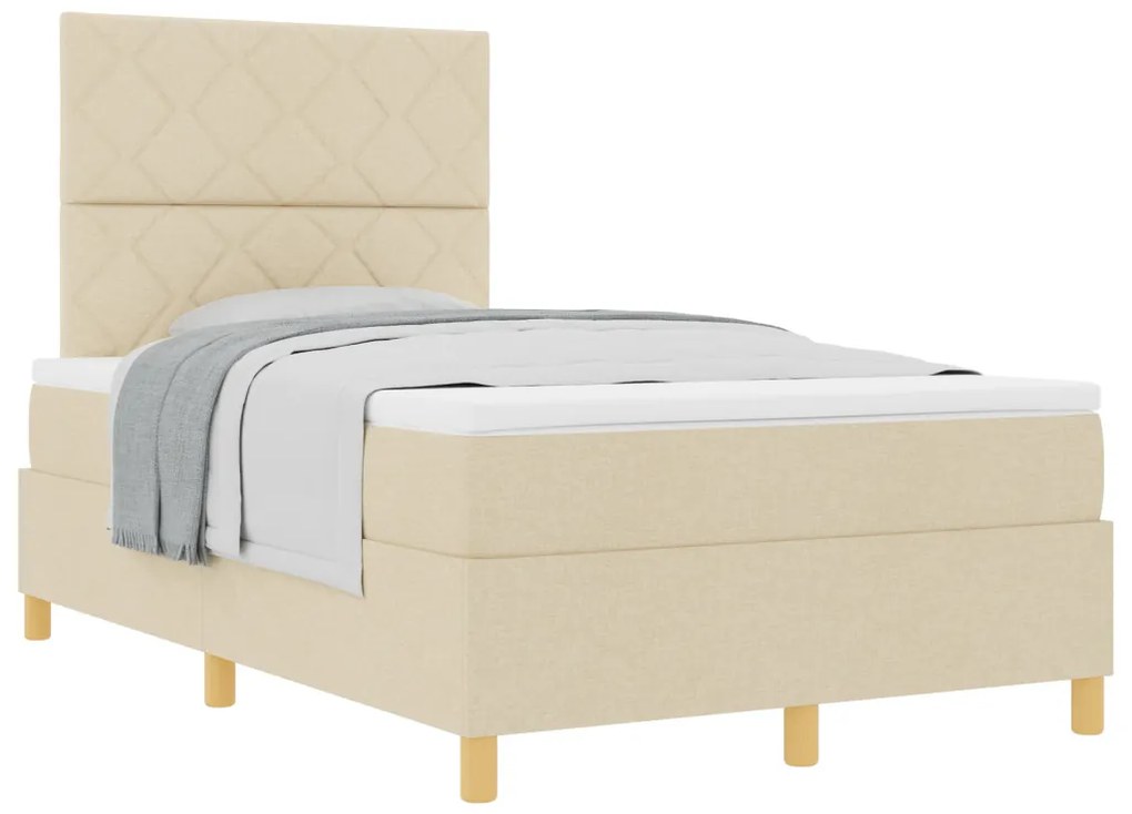 Box Spring Ágy Matrac Krém Kis franciaágy Szövet