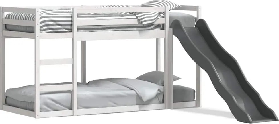vidaXL fehér tömör fenyő emeletes ágy csúszdával és létrával 90x190 cm