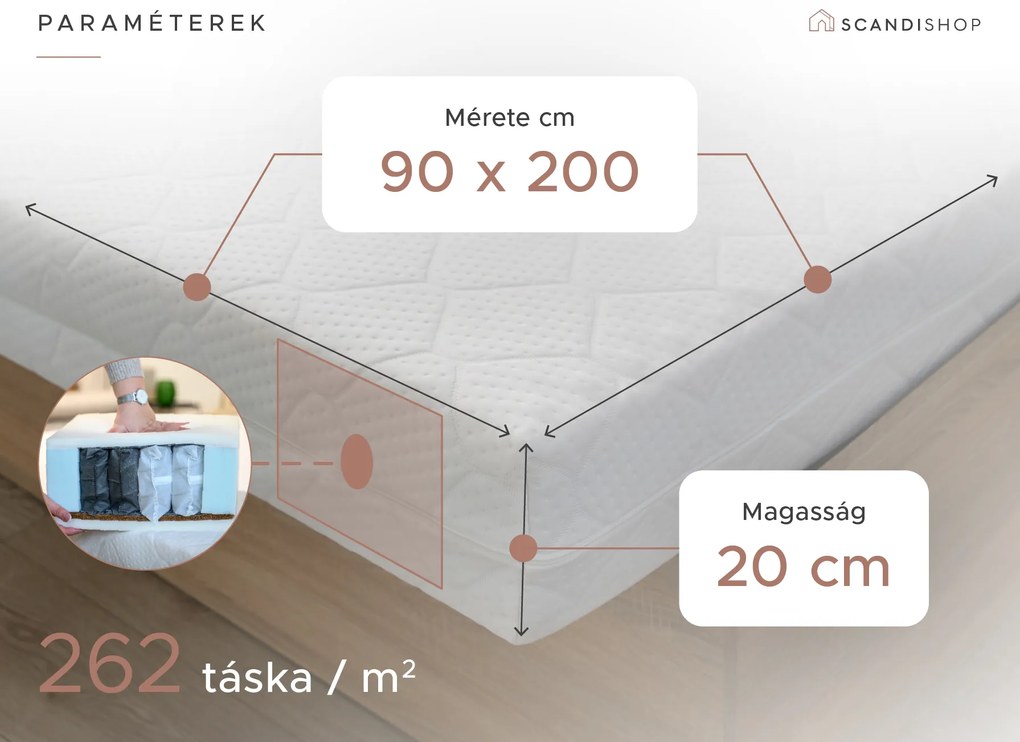 Kókuszmatrac COCO MAXI 20 cm 90 x 200 cm Matracvédő: Matracvédő nélkül