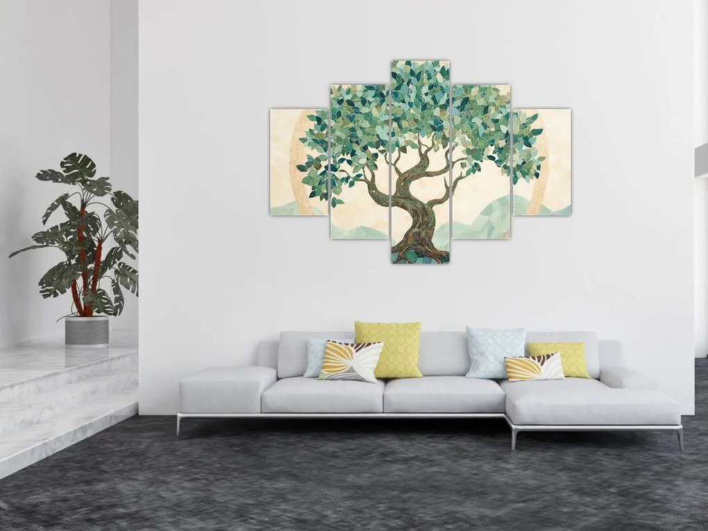 Kép – Elegáns mozaik fával (150x105 cm)