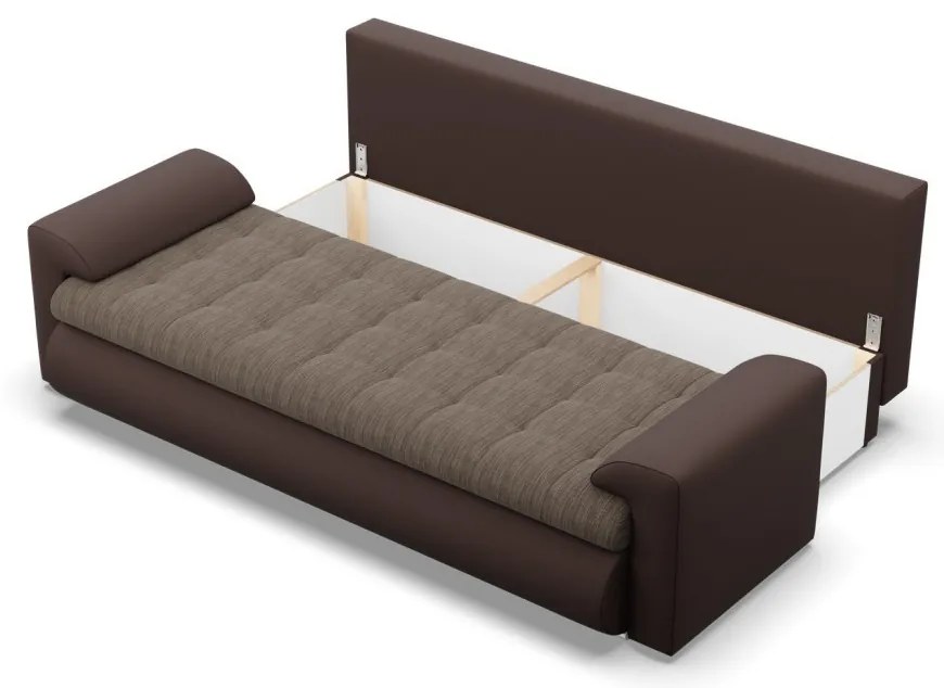 Tokio kanapéágy, fonott + műbőr, barna