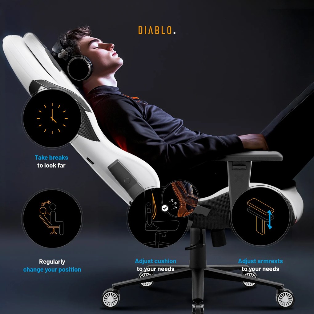 Gamer szék fehér Normal Size: Diablo X-One Prime Ghosted White