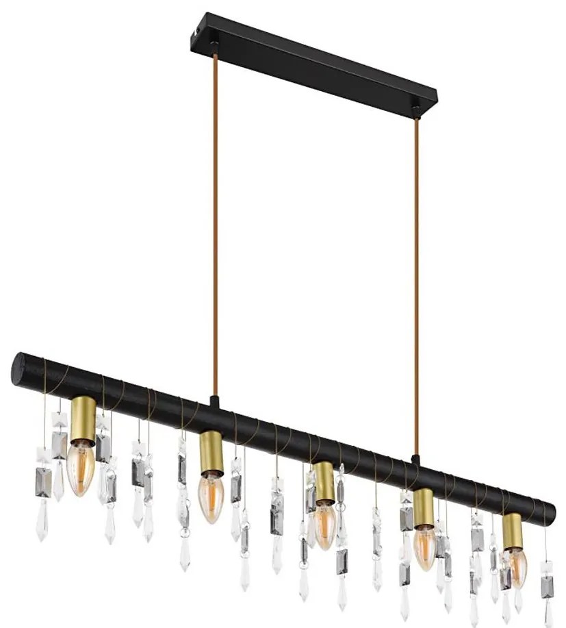 Globo 15532-5HB - KIRA függőlámpa kábellel 5xE14/40W/230V fekete