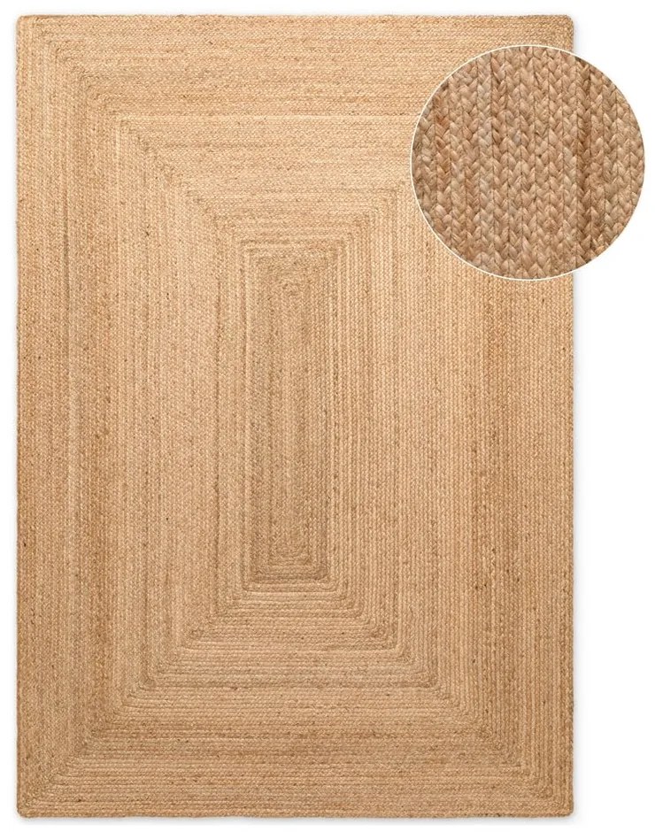 Natúr színű kétoldalas-kézi szövésű juta szőnyeg 60x90 cm Juno – Hanse Home